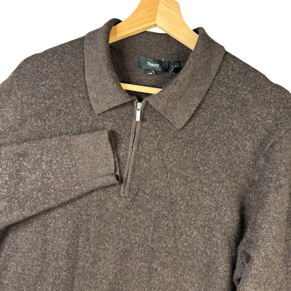 Theory Mens Brown 100% Cashmere Quarter Zip Sweater LS QZ CYR P0988703 Size L